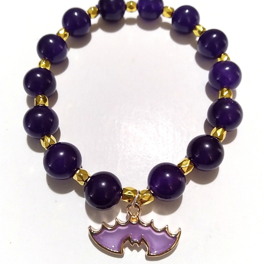 Handmade Purple Jade Bat Bracelet
